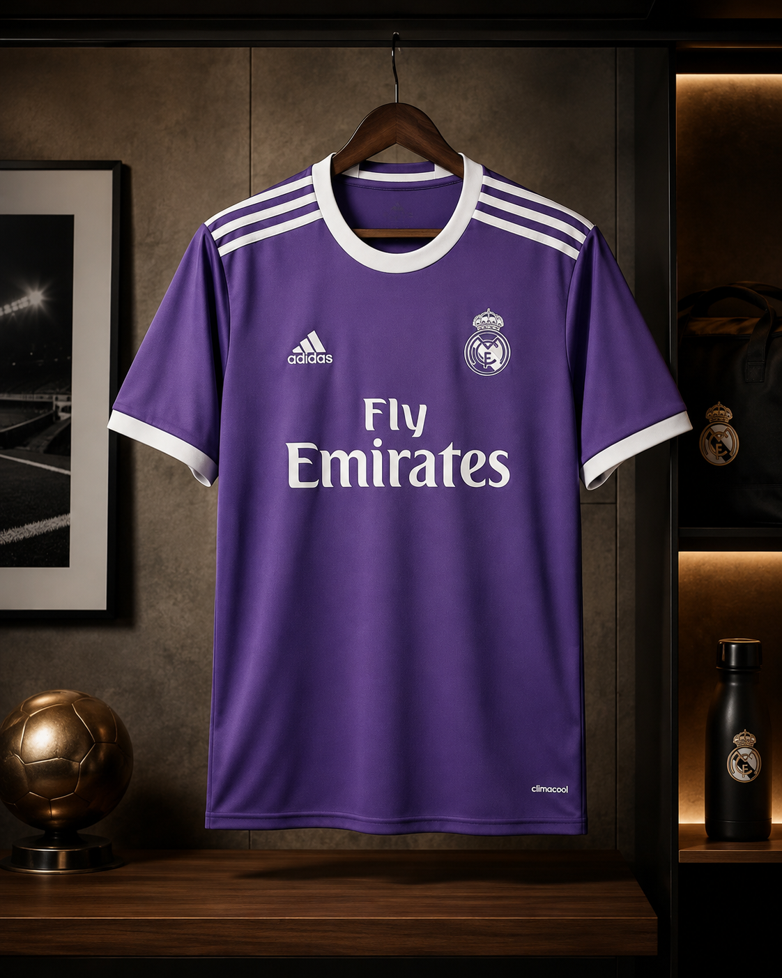 Camisa Real Madrid Retrô 2016/17 – Away Roxa Fly Emirates