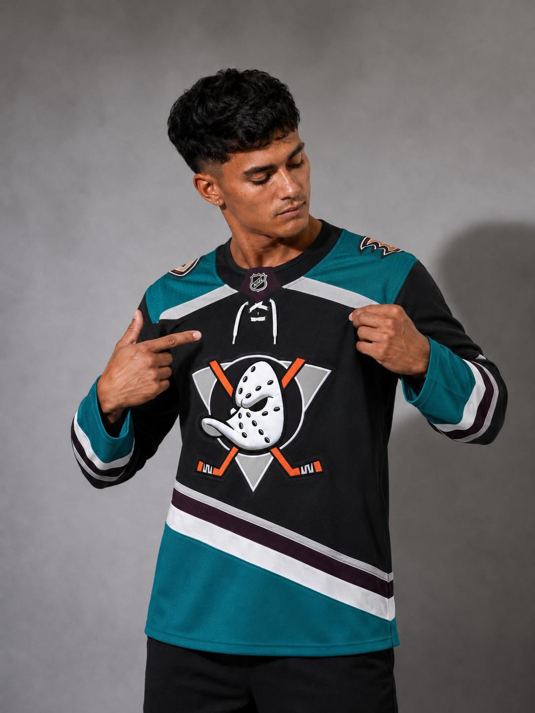 Camisa Anaheim Ducks Retrô NHL Manga Longa