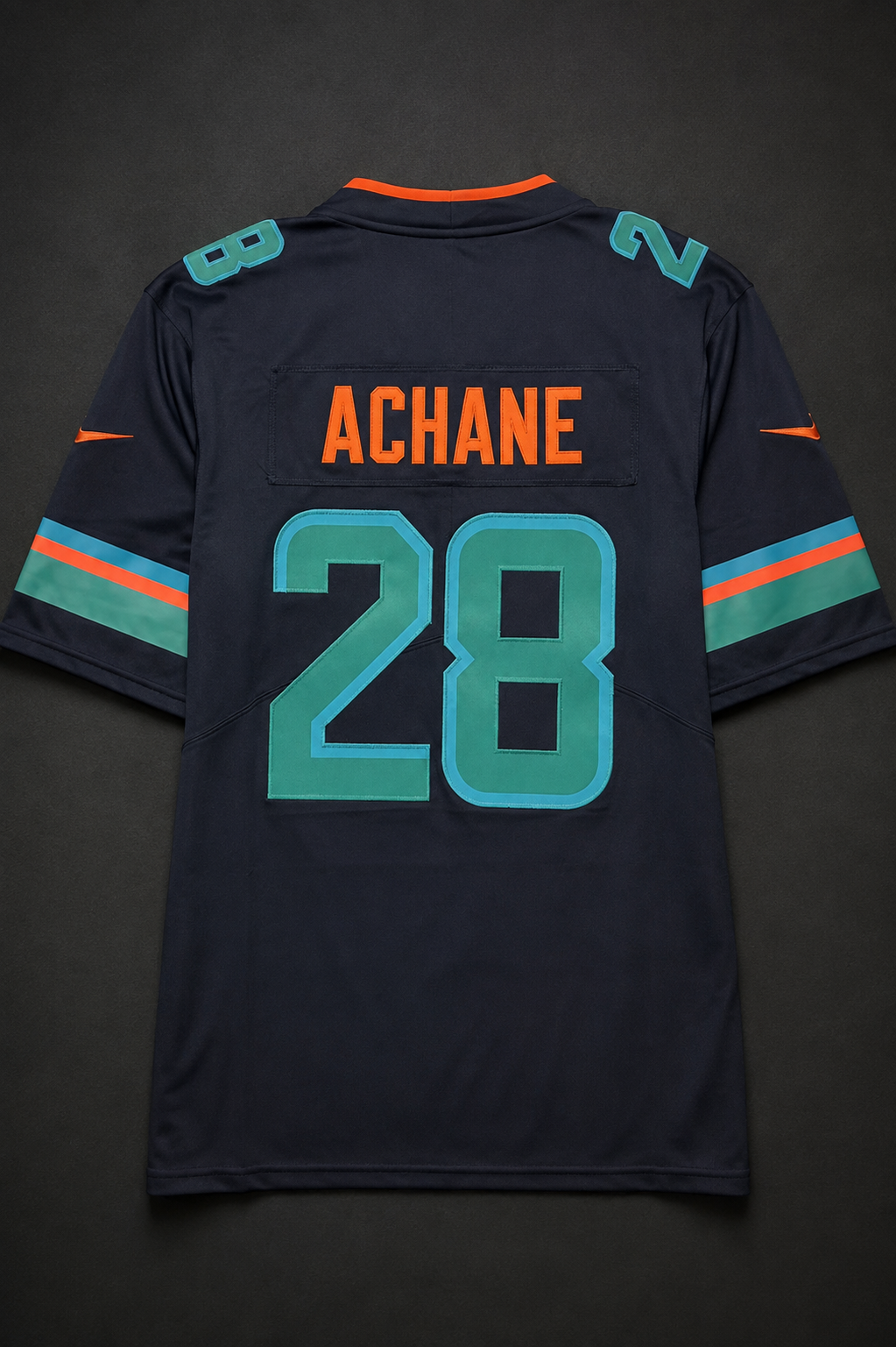 Camisa Miami Dolphins NFL – Achane #28 Azul-Marinho