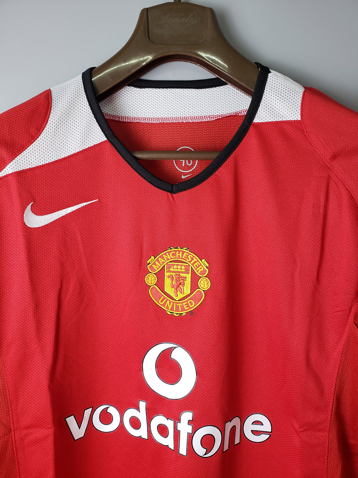 Camisa Manchester United Retrô 2004/06 Vermelha – Nike Vodafone – Manga Longa